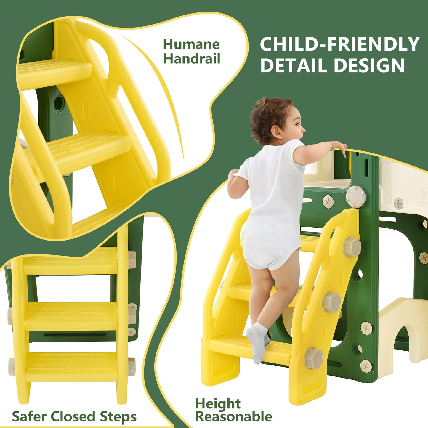 🏡 7-in-1 Kids' Double Slide Playground – Indoor & Outdoor Playset with Climber, Tunnel & Telescope