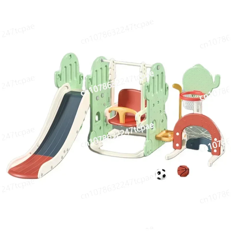 🏀 Portable Children's Slide Playset – Indoor & Outdoor with Baby Fence, Basketball Hoop & Play Mat