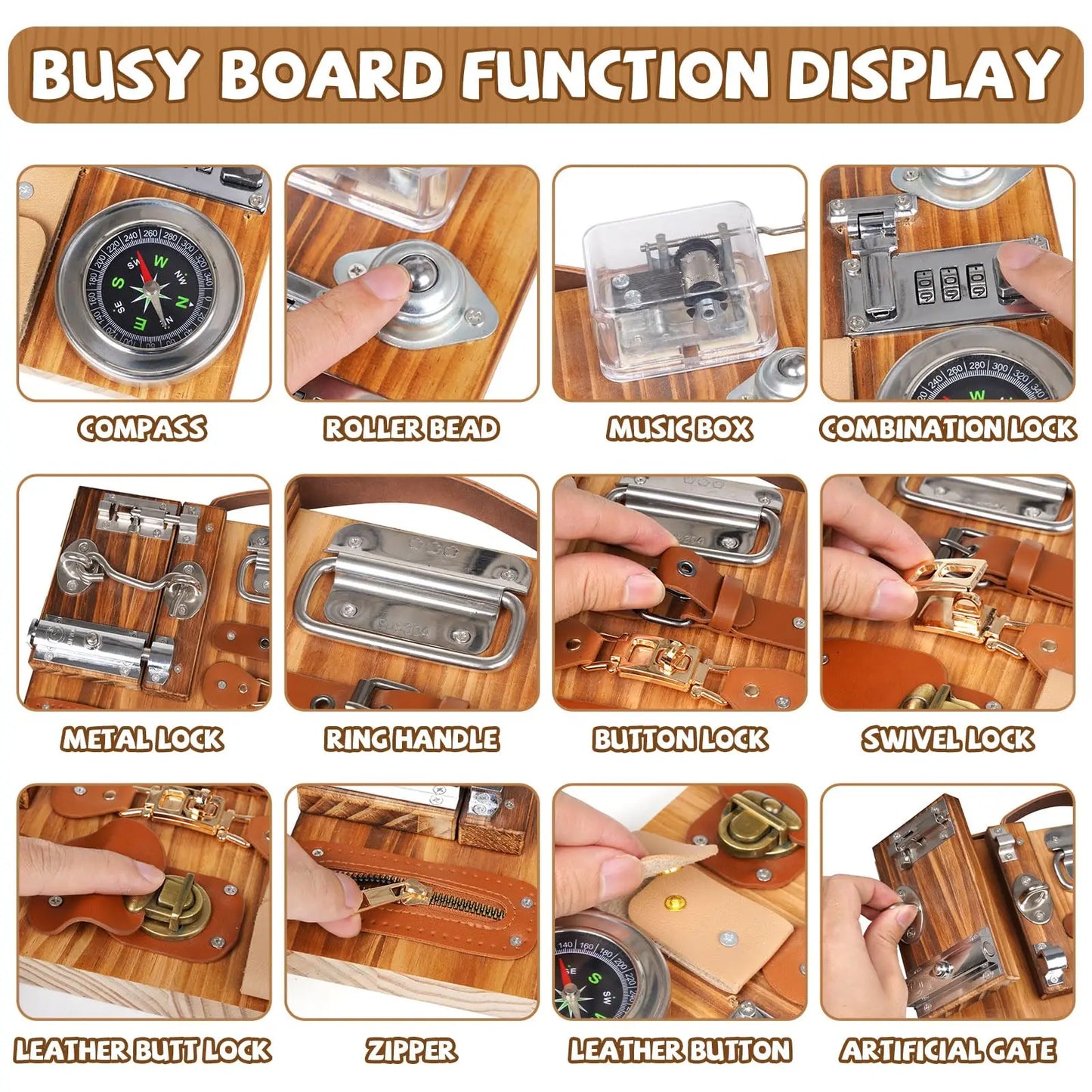 🧩 Montessori Busy Board – 13-in-1 Sensory Activity Board for Toddlers